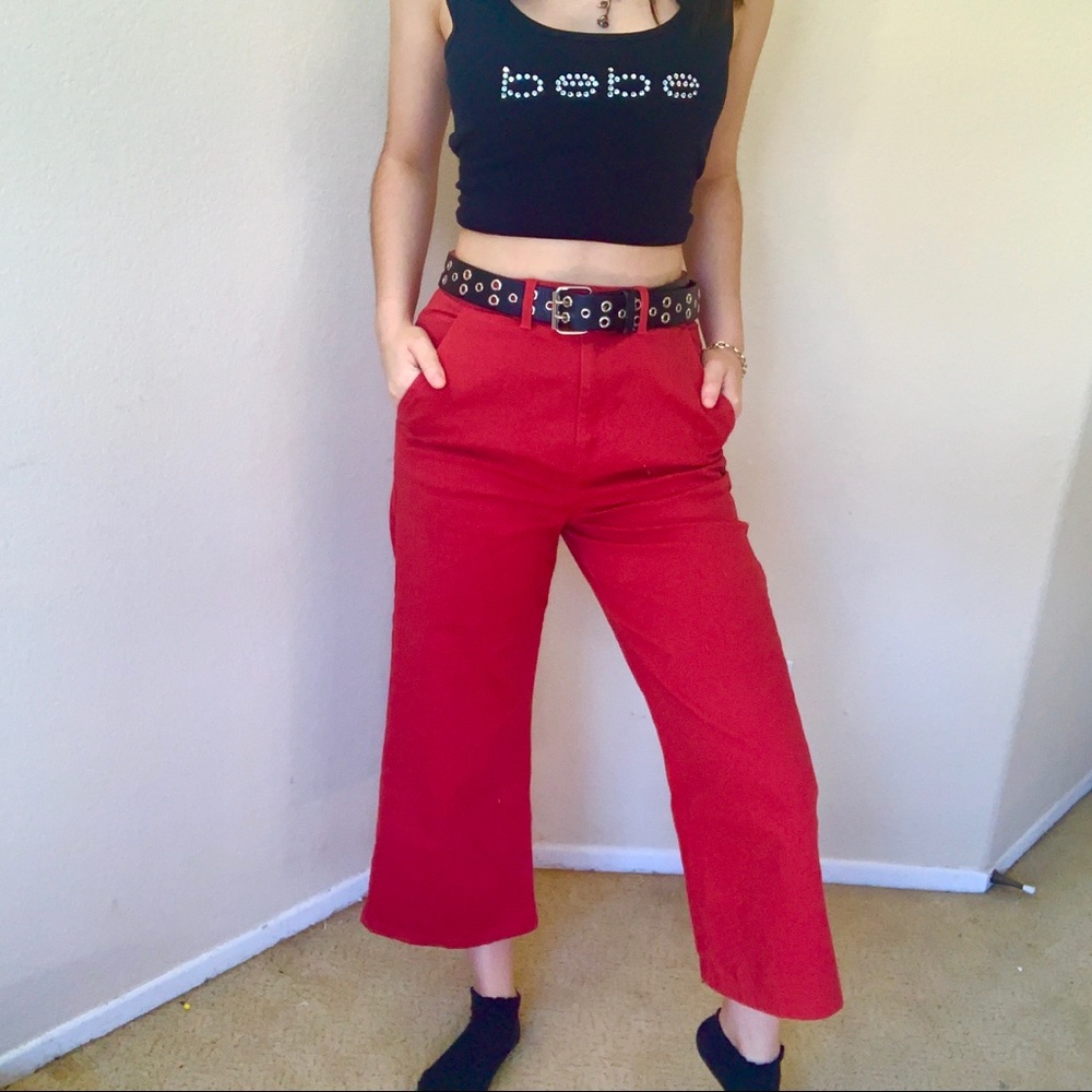 BCBG High-Waisted Red Sailor Pants